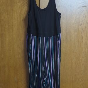 Black and Multicolor Striped Jumpsuit